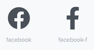 Example of Facebook icon options in font awesome brands
