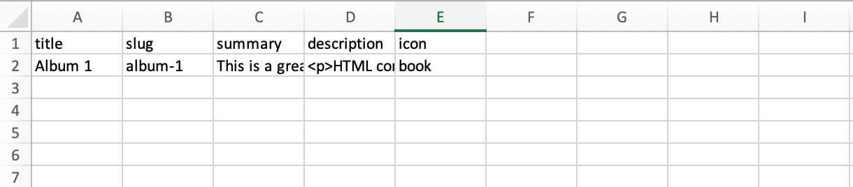 example of excel and matching column names