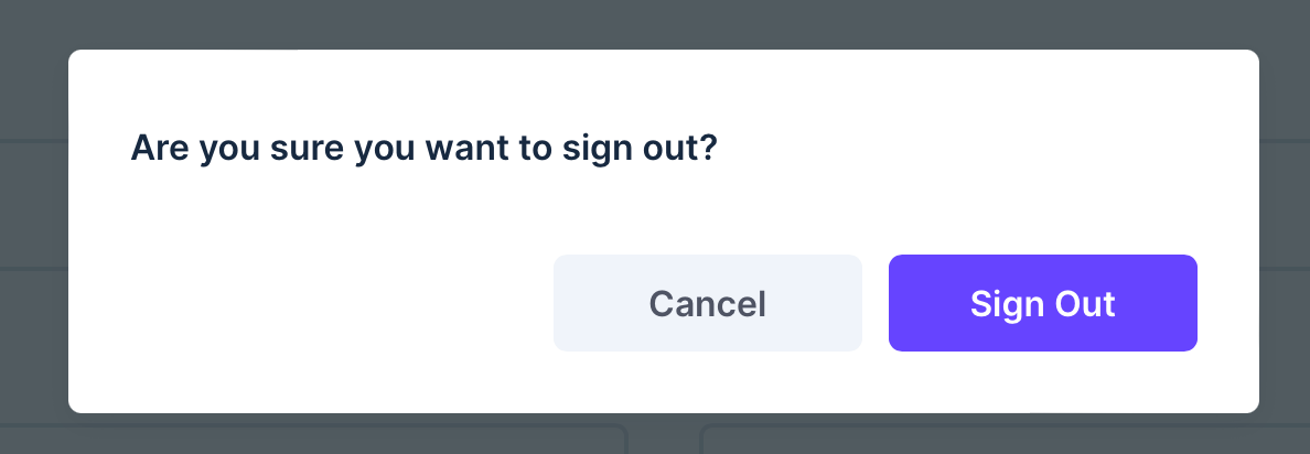 Example of sign out prompt